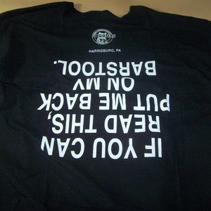 Hooters Vintage Gildan Black XL Cotton Tee Harrisburg, PA Funny on Back T-Shirt